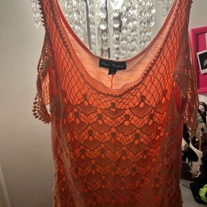Miss Me Vibrant Orange Lace Blouse